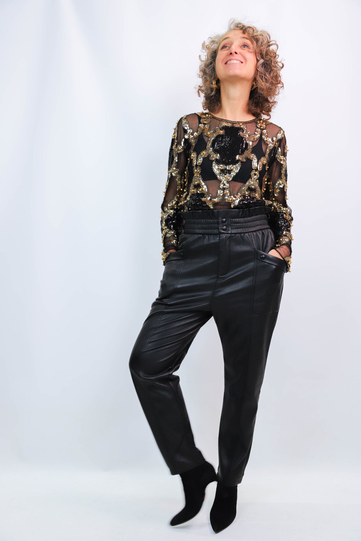 Pantalon en similicuir noir Suncoo Taille S