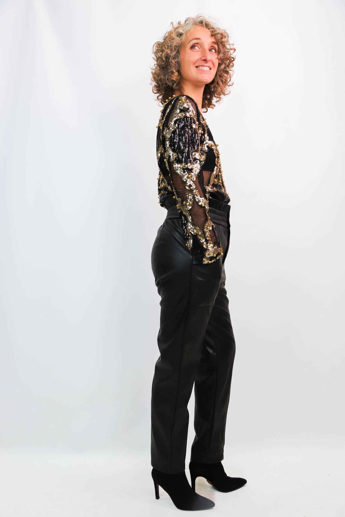 Pantalon en similicuir noir Suncoo Taille S