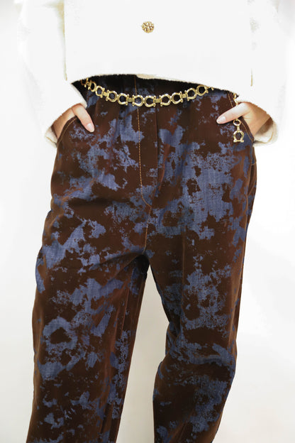 Jean bi-matière bleu et marron Adilynn Taille M - NEUF