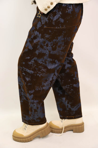 Jean bi-matière bleu et marron Adilynn Taille M - NEUF