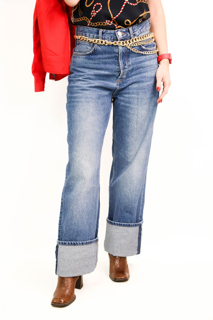 Jean bleu coupe large Mango taille M