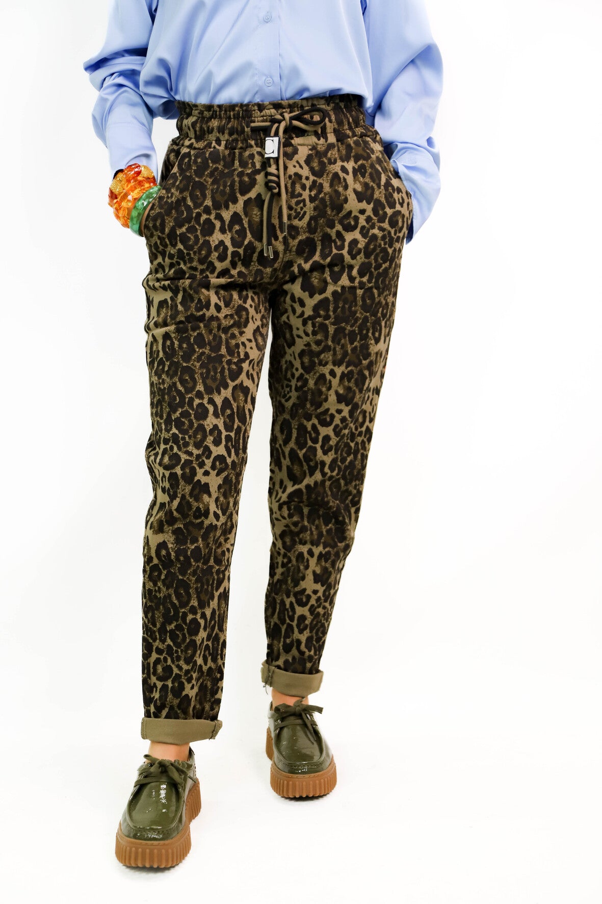 Pantalon léopard kaki Nina Carter Taille L - NEUF