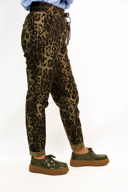 Pantalon léopard kaki Nina Carter Taille L - NEUF