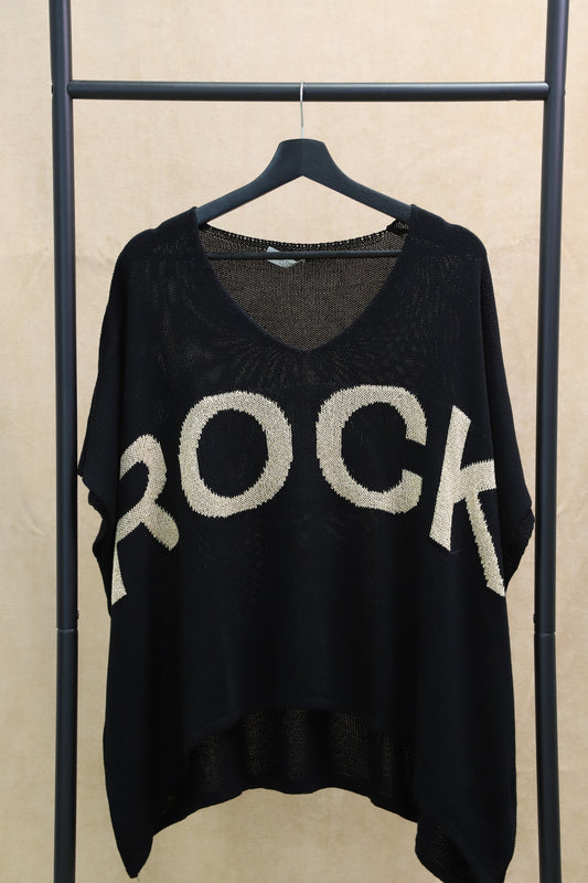 Pull ROCK sans manche noir, Lacomy, Oversize - NEUF