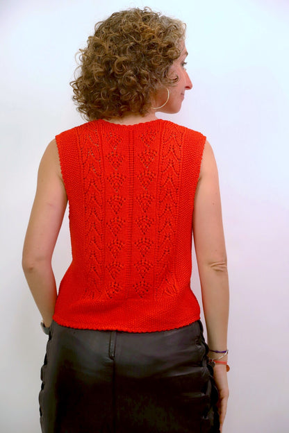 Gilet rouge sans manche fait main Taille S