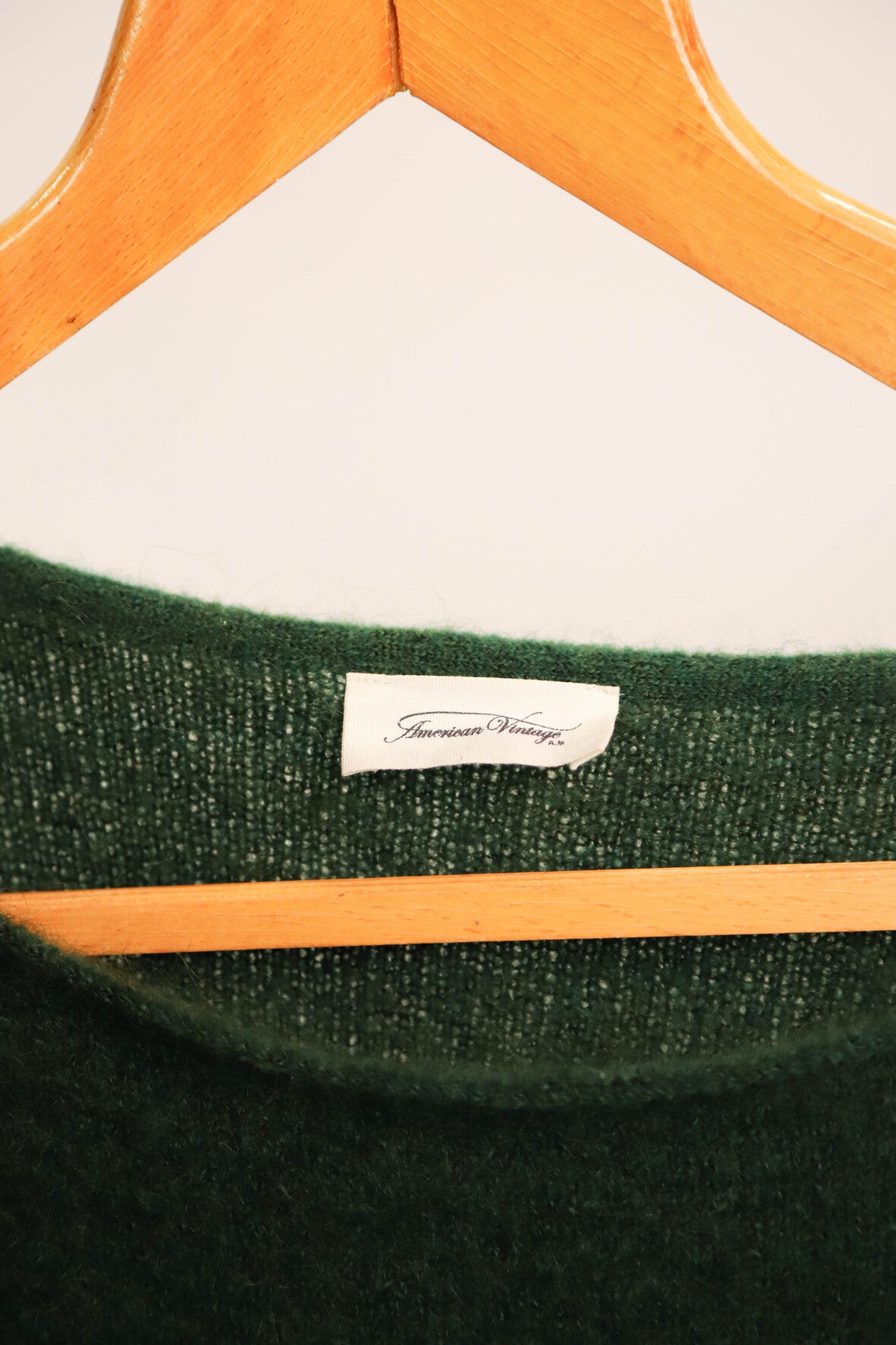 Pull vert en laine manche longue et col rond American Vintage Taille M/L - PEPITE