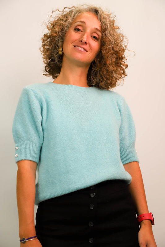 Pull manches courtes bleu Taille S