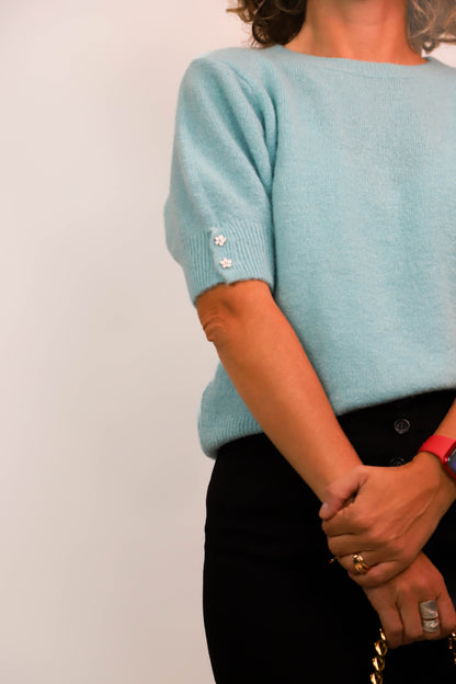 Pull manches courtes bleu Taille S
