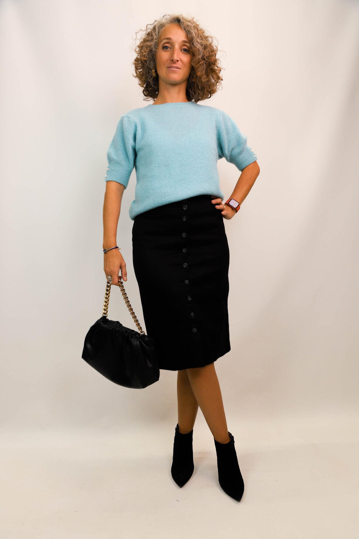 Pull manches courtes bleu Taille S