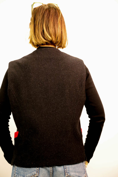 Gilet sans manches noir avec motif floral, Naf Naf, Taille S