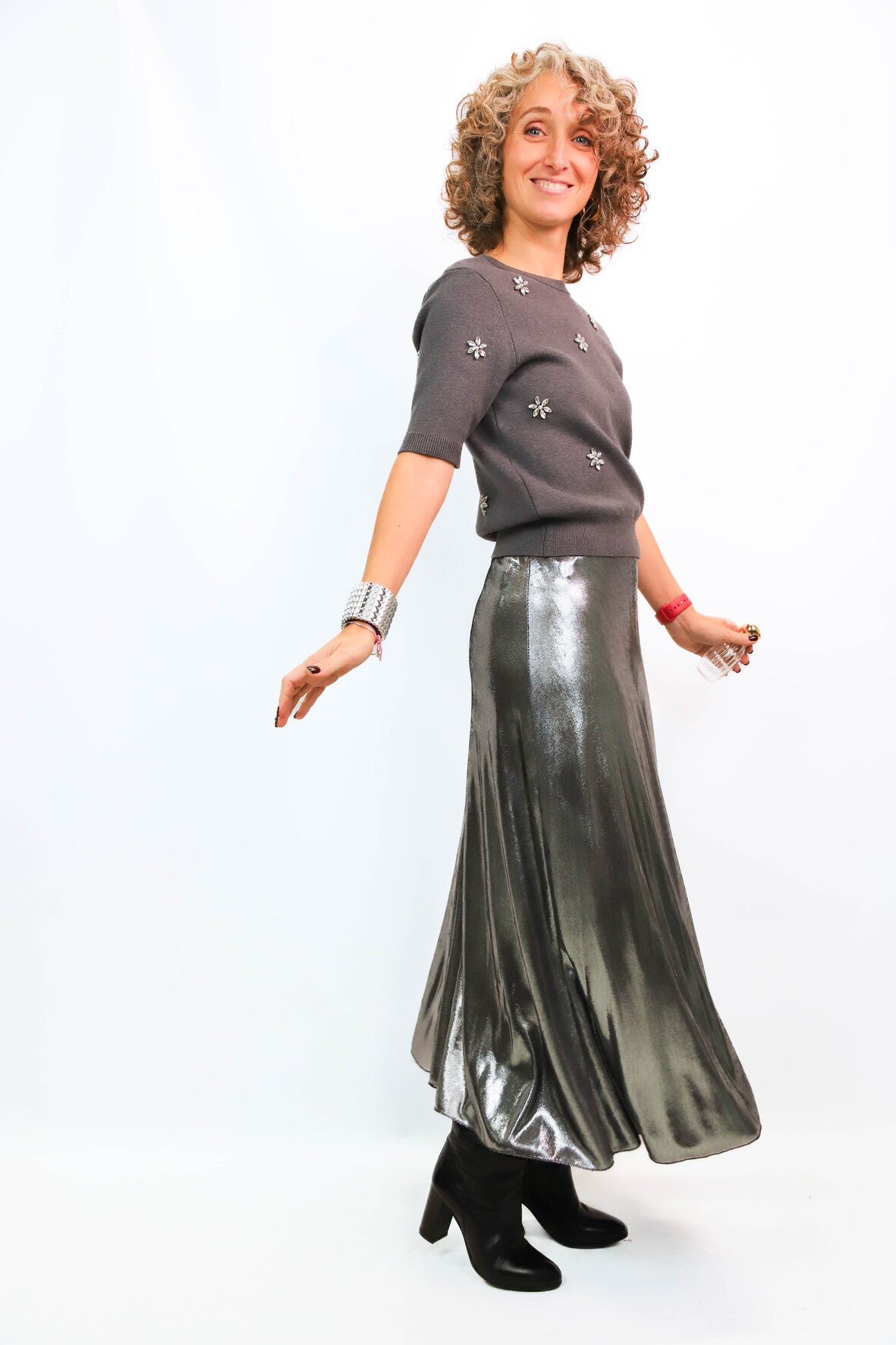 Jupe longue argentée Carla Giannini Taille XS