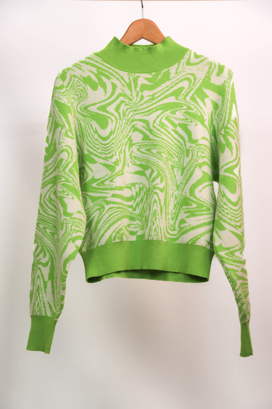Pull vert et blanc Pieces Taille M