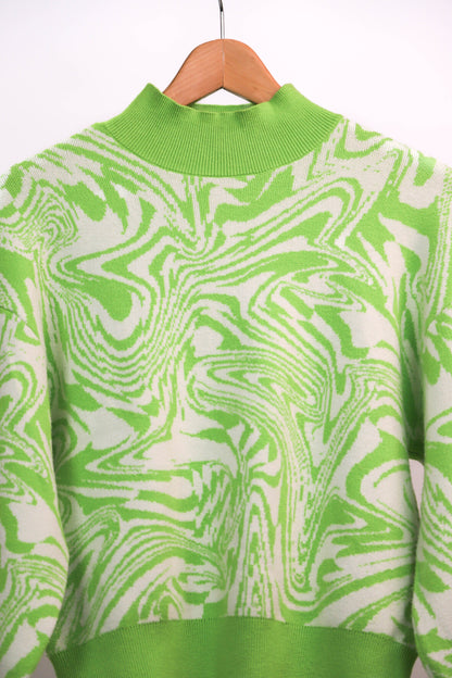 Pull vert et blanc Pieces Taille M