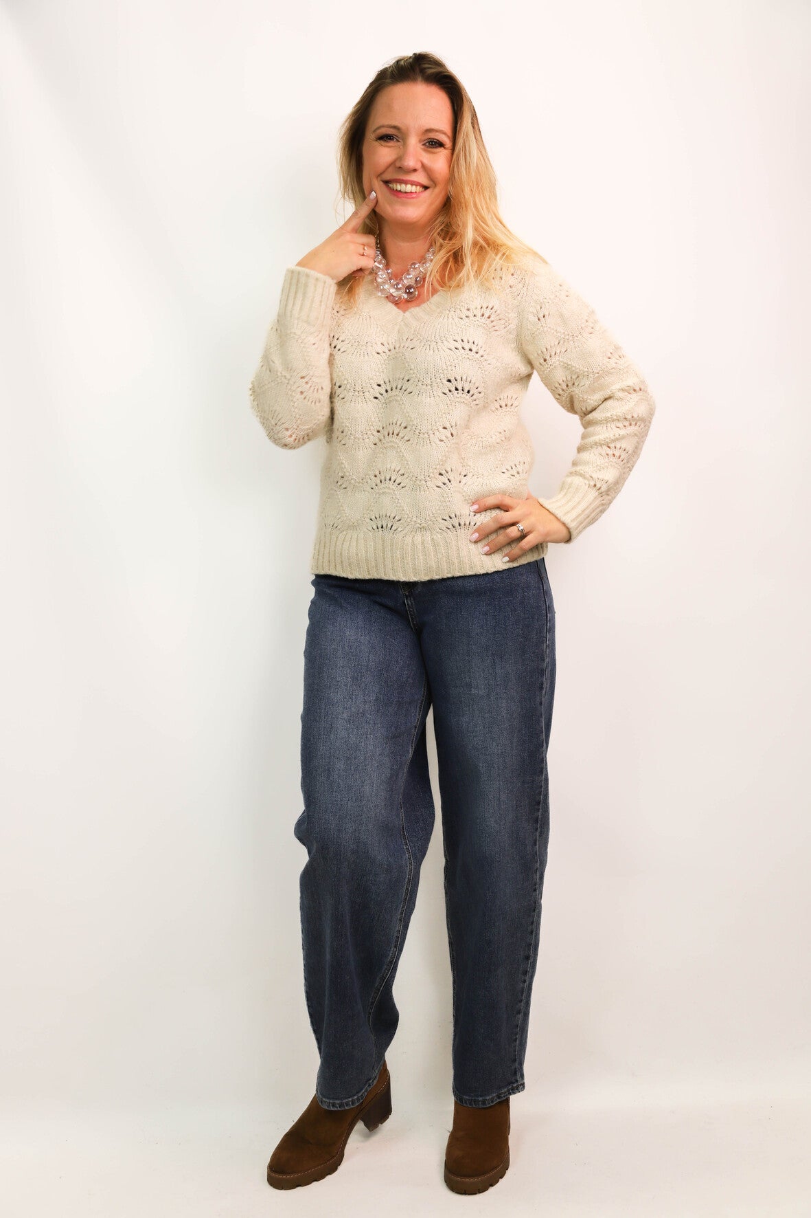 Pull écru Pieces Taille M