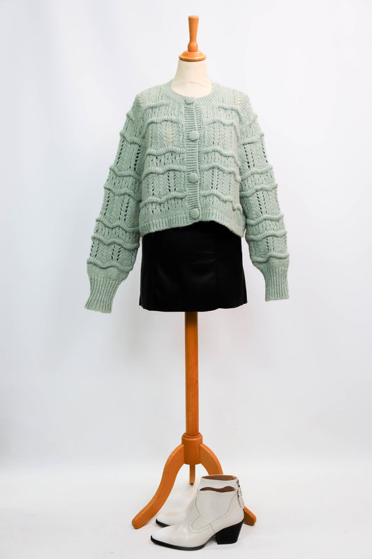 Gilet en maille vert amande Mango Taille L