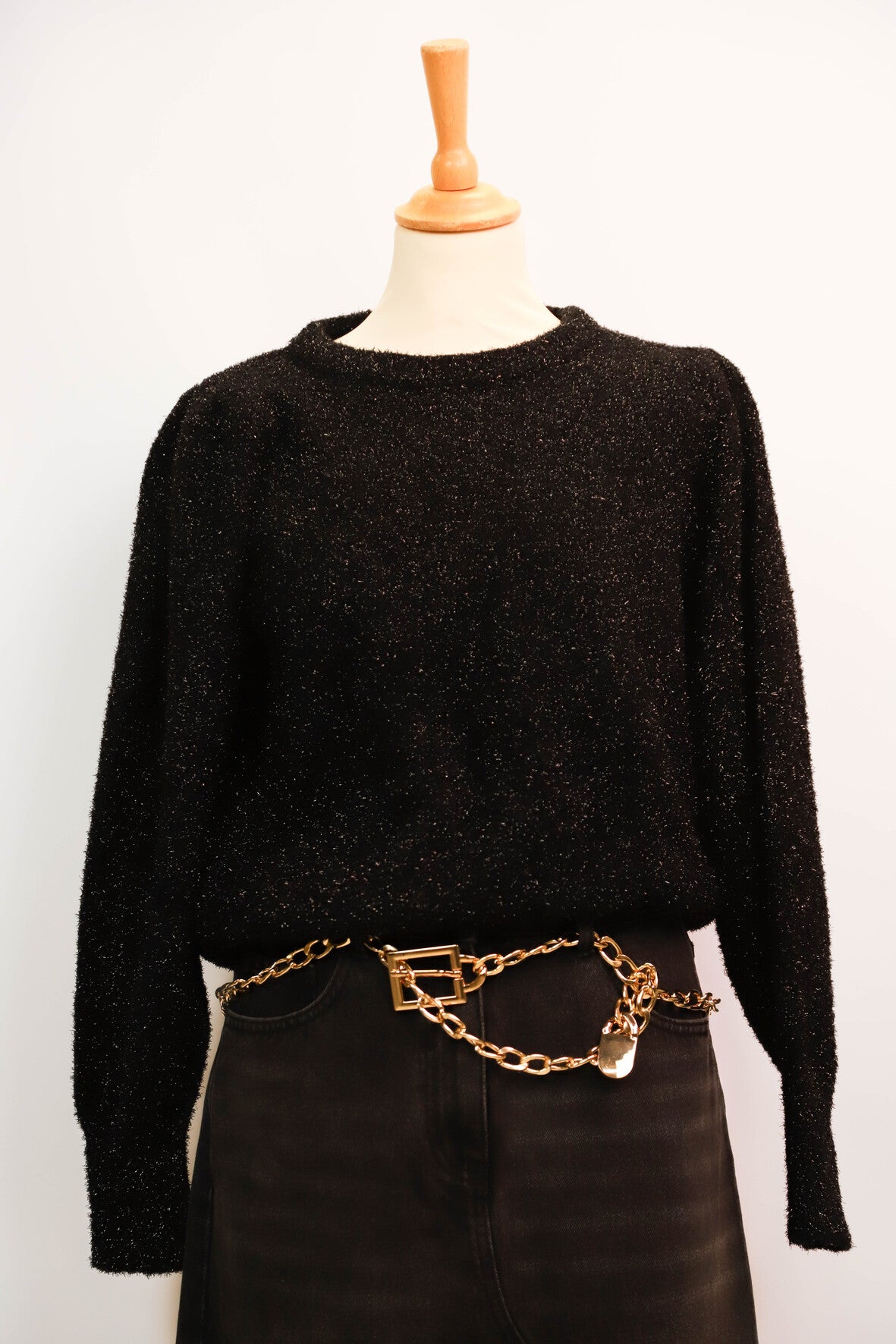 Pull pailleté noir Mango Taille S