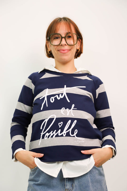 Sweat fin bleu et gris A bicyclette Taille S - NEUF