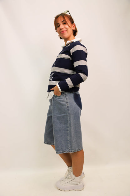 Sweat fin bleu et gris A bicyclette Taille S - NEUF
