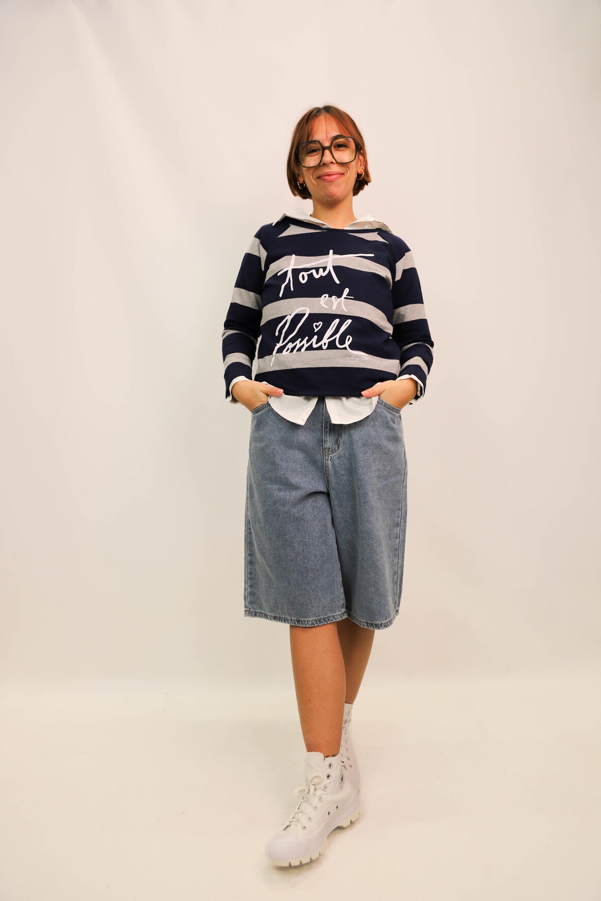Sweat fin bleu et gris A bicyclette Taille S - NEUF