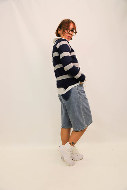 Sweat fin bleu et gris A bicyclette Taille S - NEUF