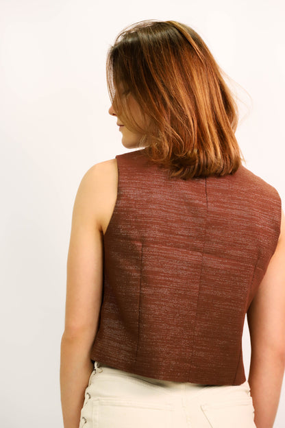 Gilet sans manches marron Emma Ella Taille M - NEUF
