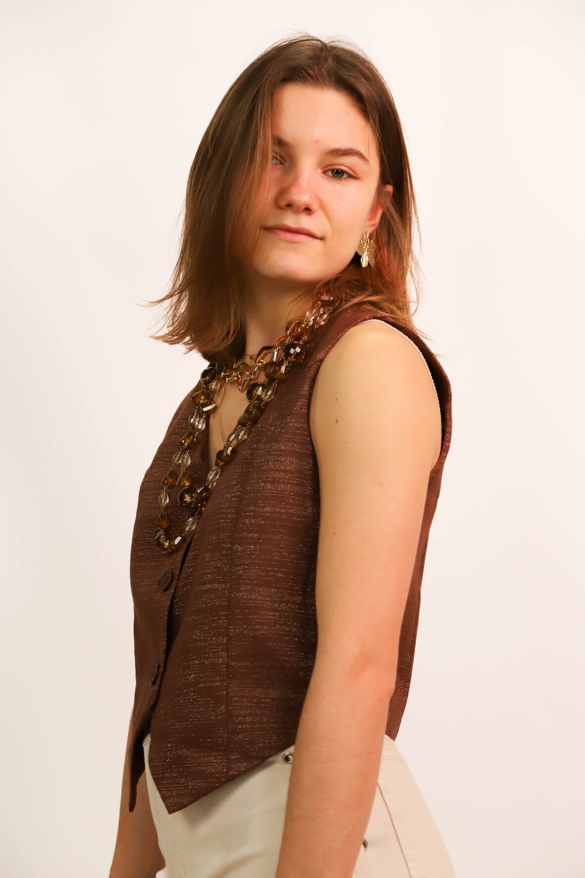Gilet sans manches marron Emma Ella Taille M - NEUF