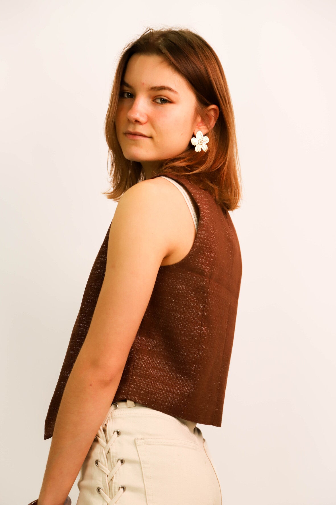 Gilet sans manches marron Emma Ella Taille M - NEUF
