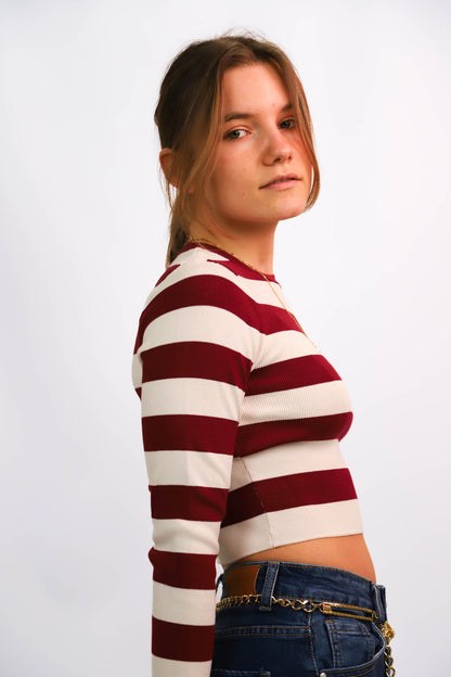 Pull rayé rouge et blanc Zara Taille M