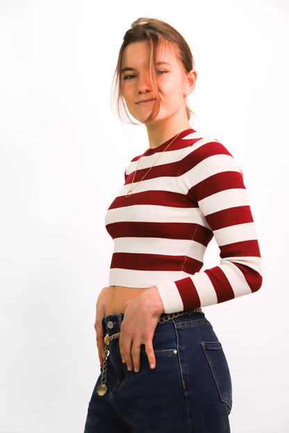 Pull rayé rouge et blanc Zara Taille M