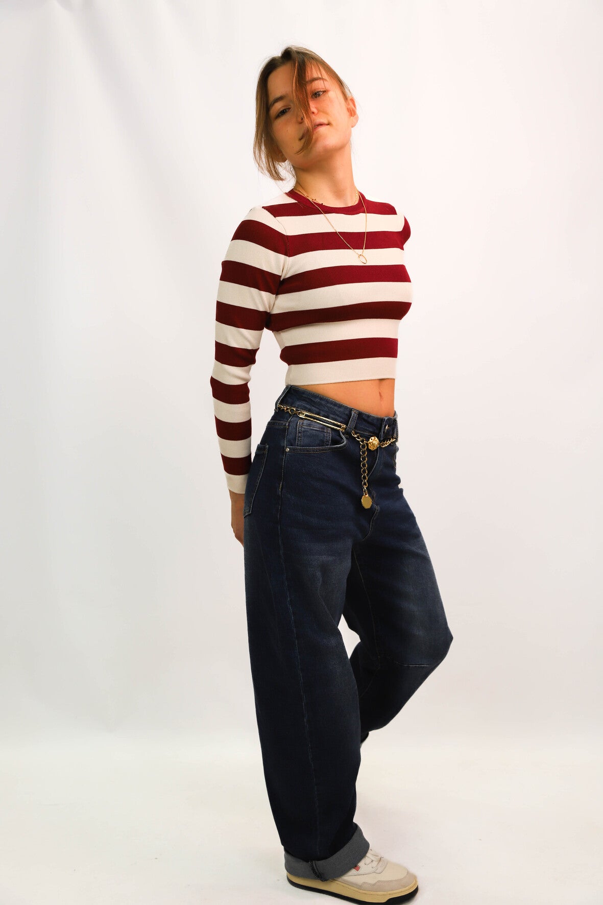 Pull rayé rouge et blanc Zara Taille M