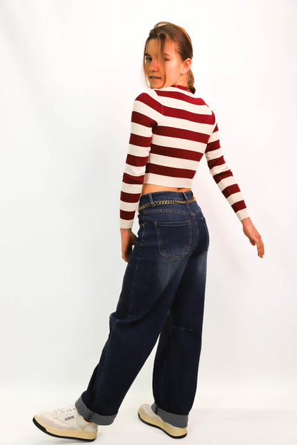 Pull rayé rouge et blanc Zara Taille M