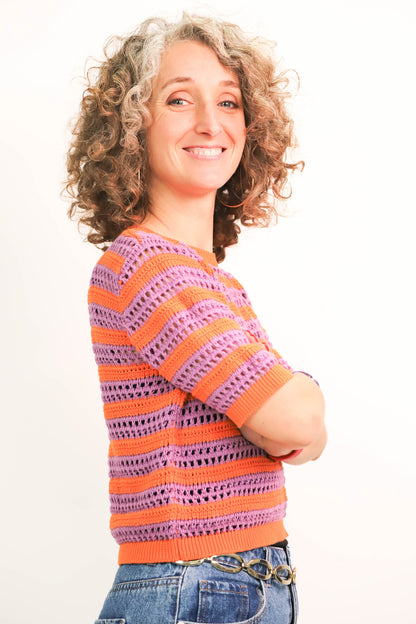 Pull orange et violet Easy Clothes Taille S/M
