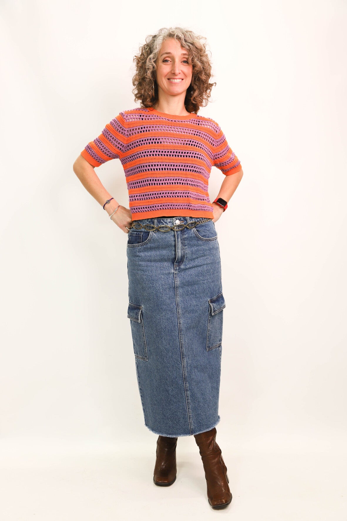 Pull orange et violet Easy Clothes Taille S/M