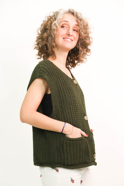 Pull sans manches kaki Emme en Ville Taille L - NEUF
