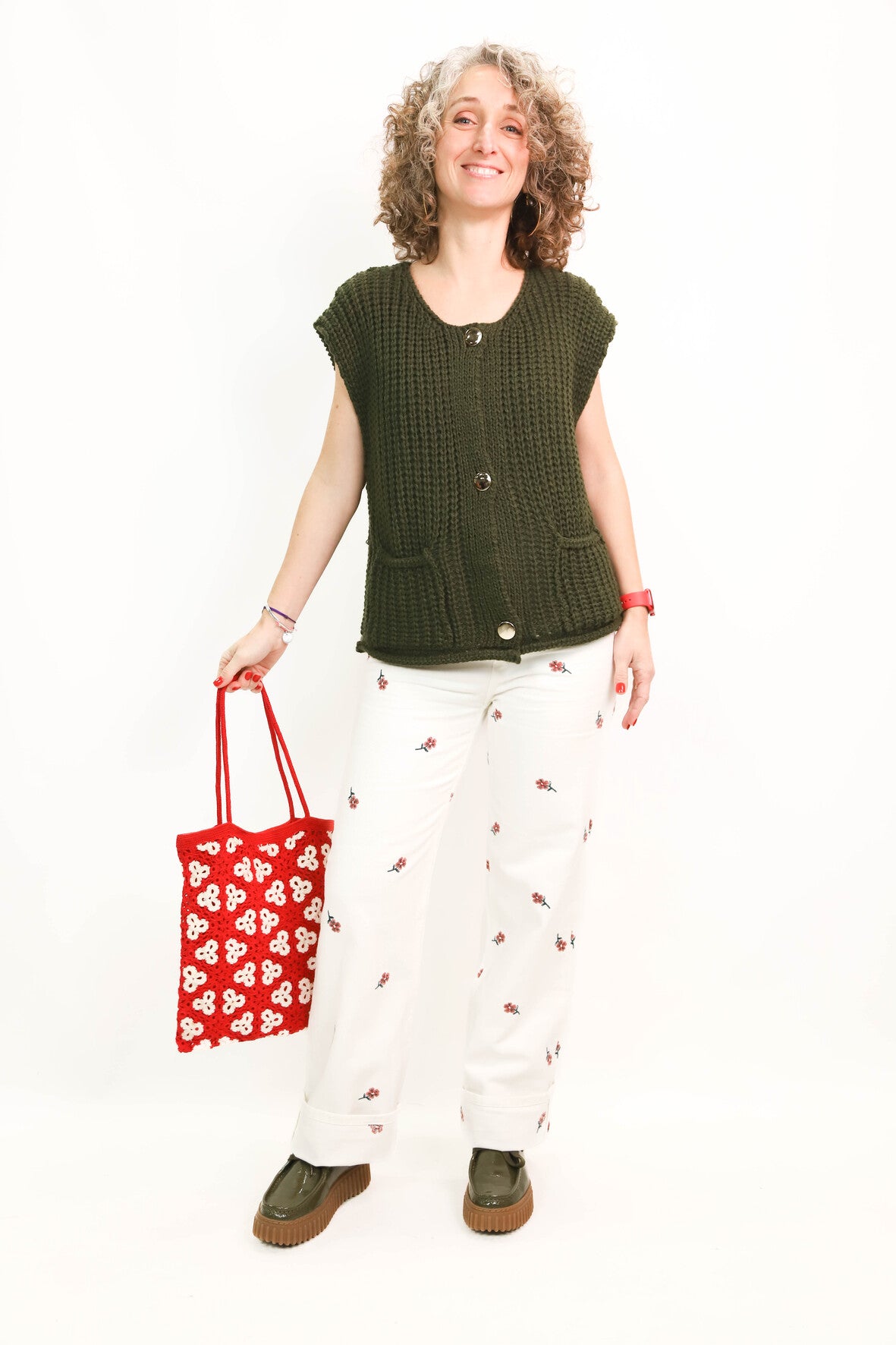 Jean blanc jambes larges avec motifs fleurs BZB Taille XS