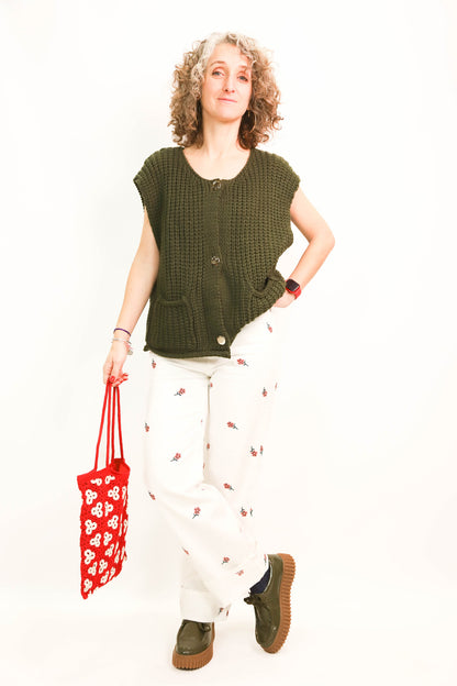Jean blanc jambes larges avec motifs fleurs BZB Taille XS