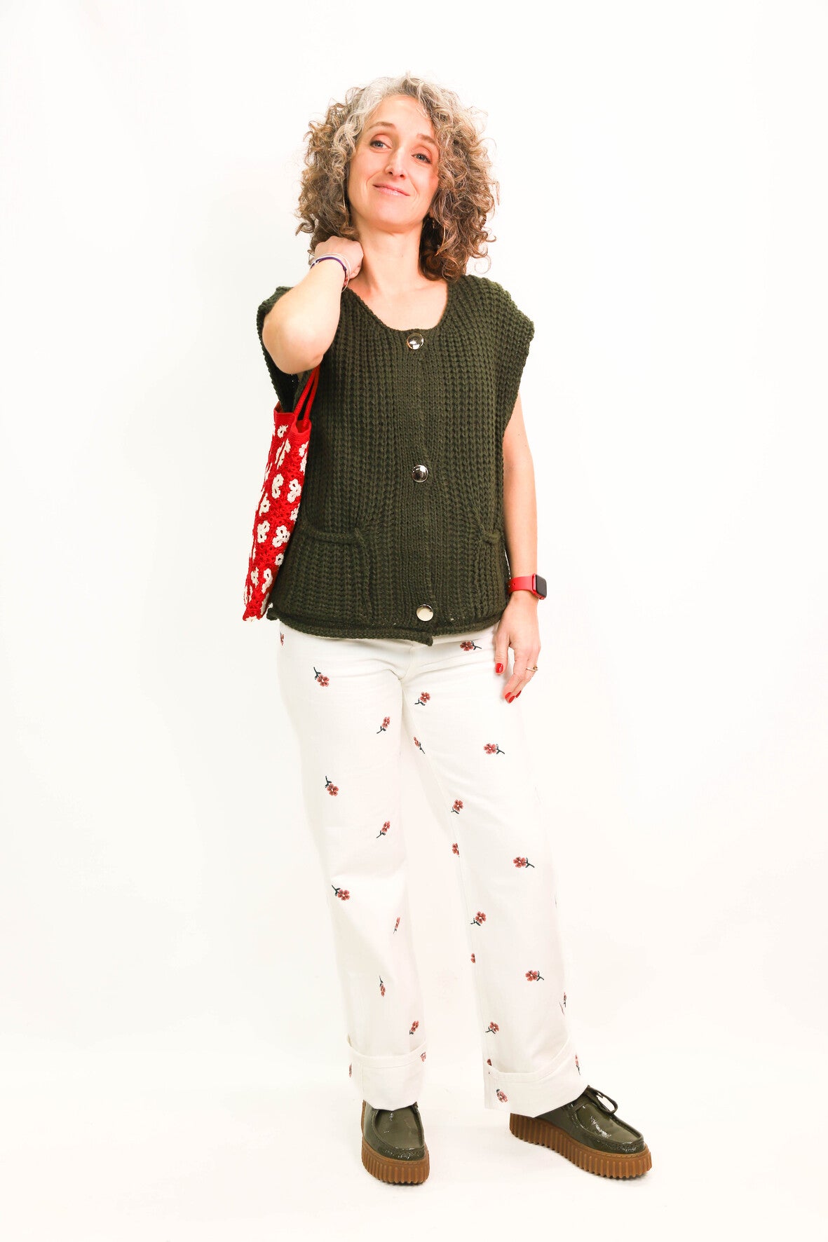 Jean blanc jambes larges avec motifs fleurs BZB Taille XS