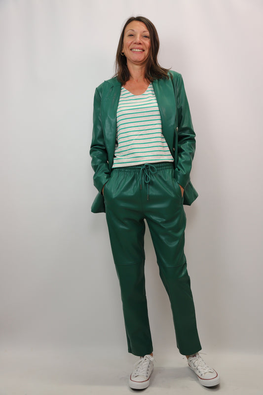Tee shirt rayé vert/écru Andromède Taille M-L