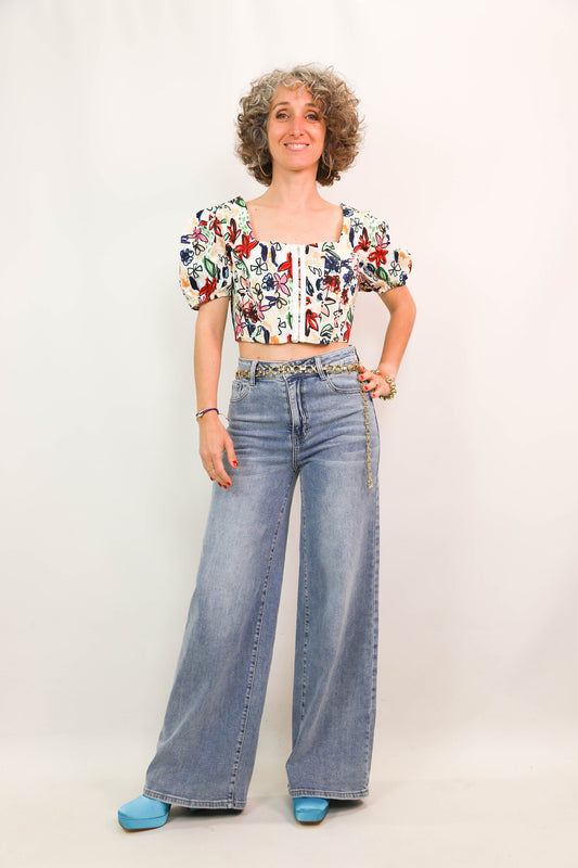 Jean wide leg bleu Nina Carter Taille M - NEUF