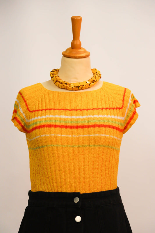Tee shirt en maille jaune Green taille S