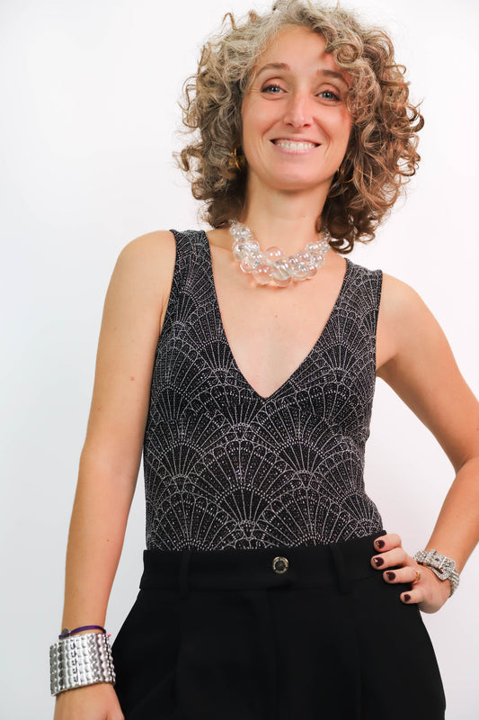 Body noir et argenté Taille XS