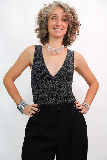 Body noir et argenté Taille XS