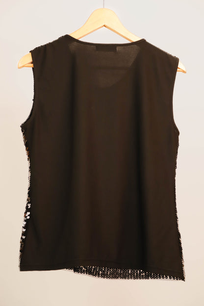 Haut à sequins noir et bleu Miss Line Taille M