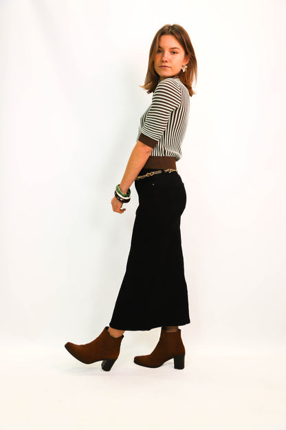 Polo rayé marron et vert Zara Taille M