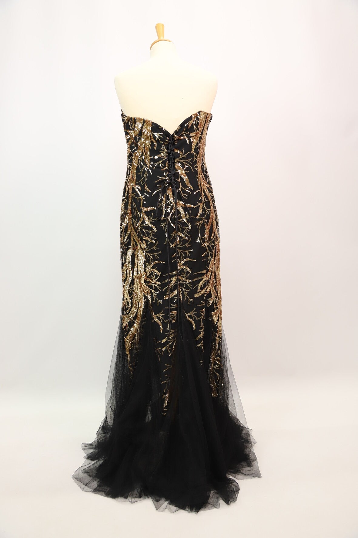 Robe de soirée noire et or Angel Fashions Taille L