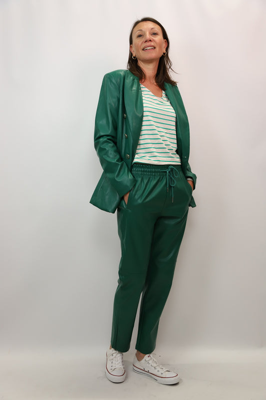 Pantalon simili cuir vert  Orice Style Tailles 38 et 40