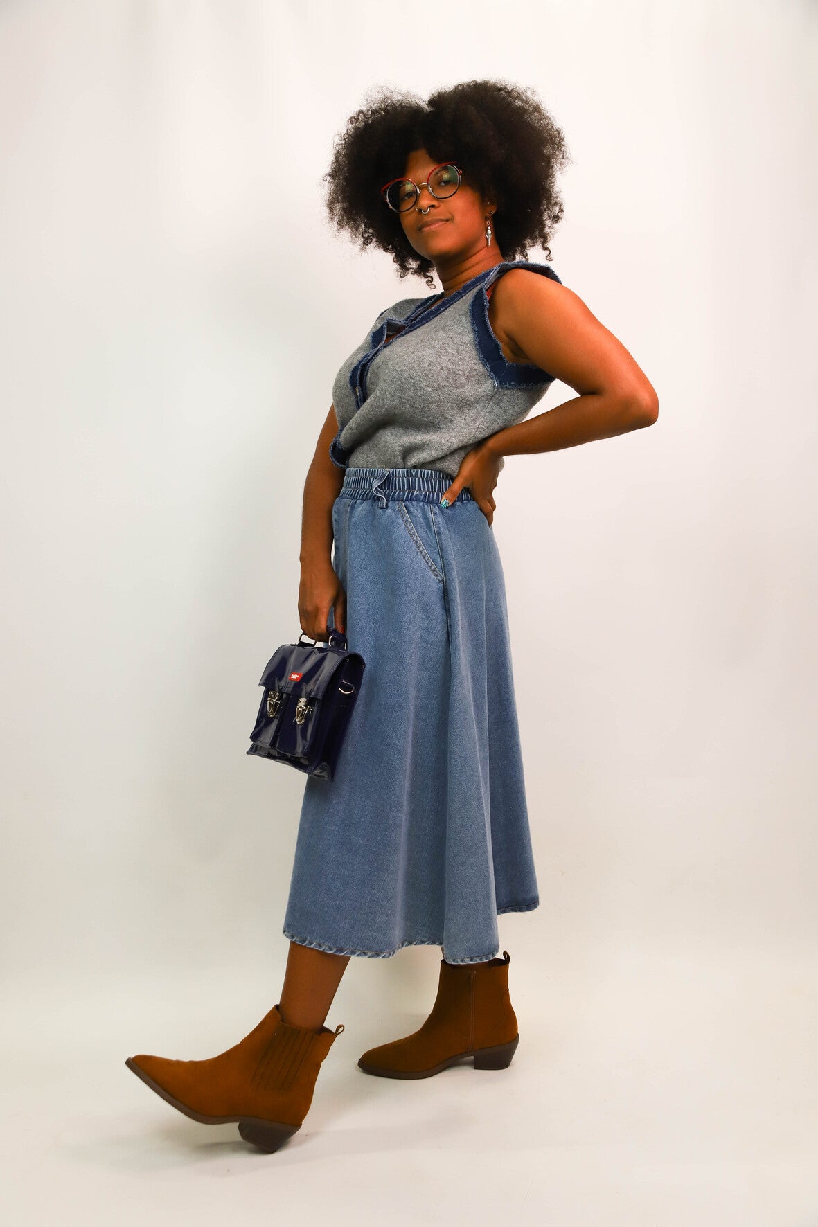 Veste sans manches bleue et grise Exquiss's Taille Unique - NEUF