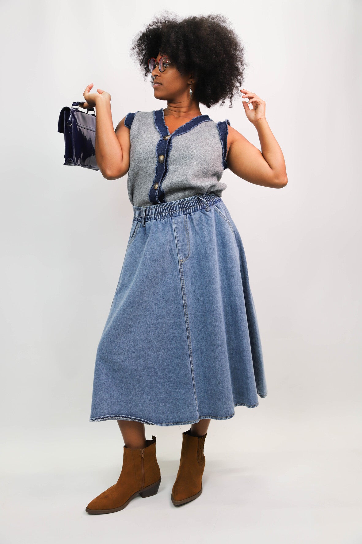 Veste sans manches bleue et grise Exquiss's Taille Unique - NEUF