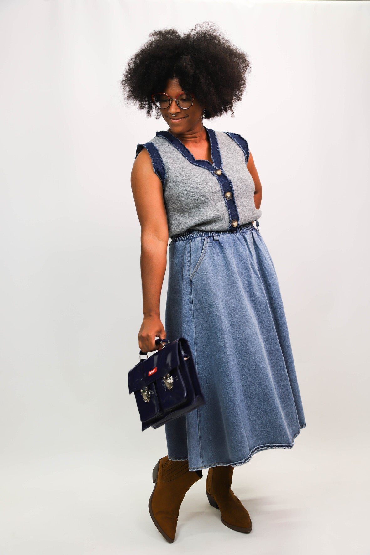 Veste sans manches bleue et grise Exquiss's Taille Unique - NEUF
