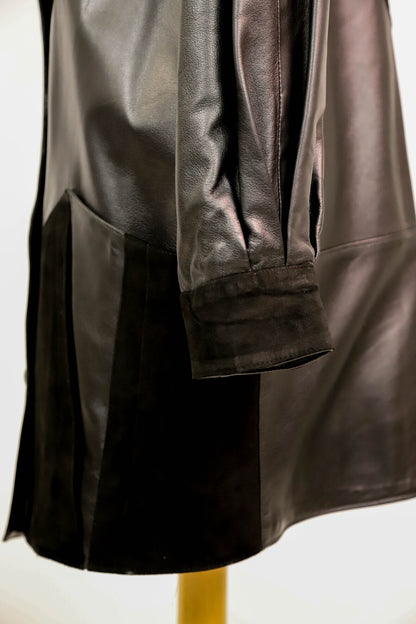 Veste noire en cuir et daim  Pelleteries Fourrures du Grand Noir Taille M - PEPITE !